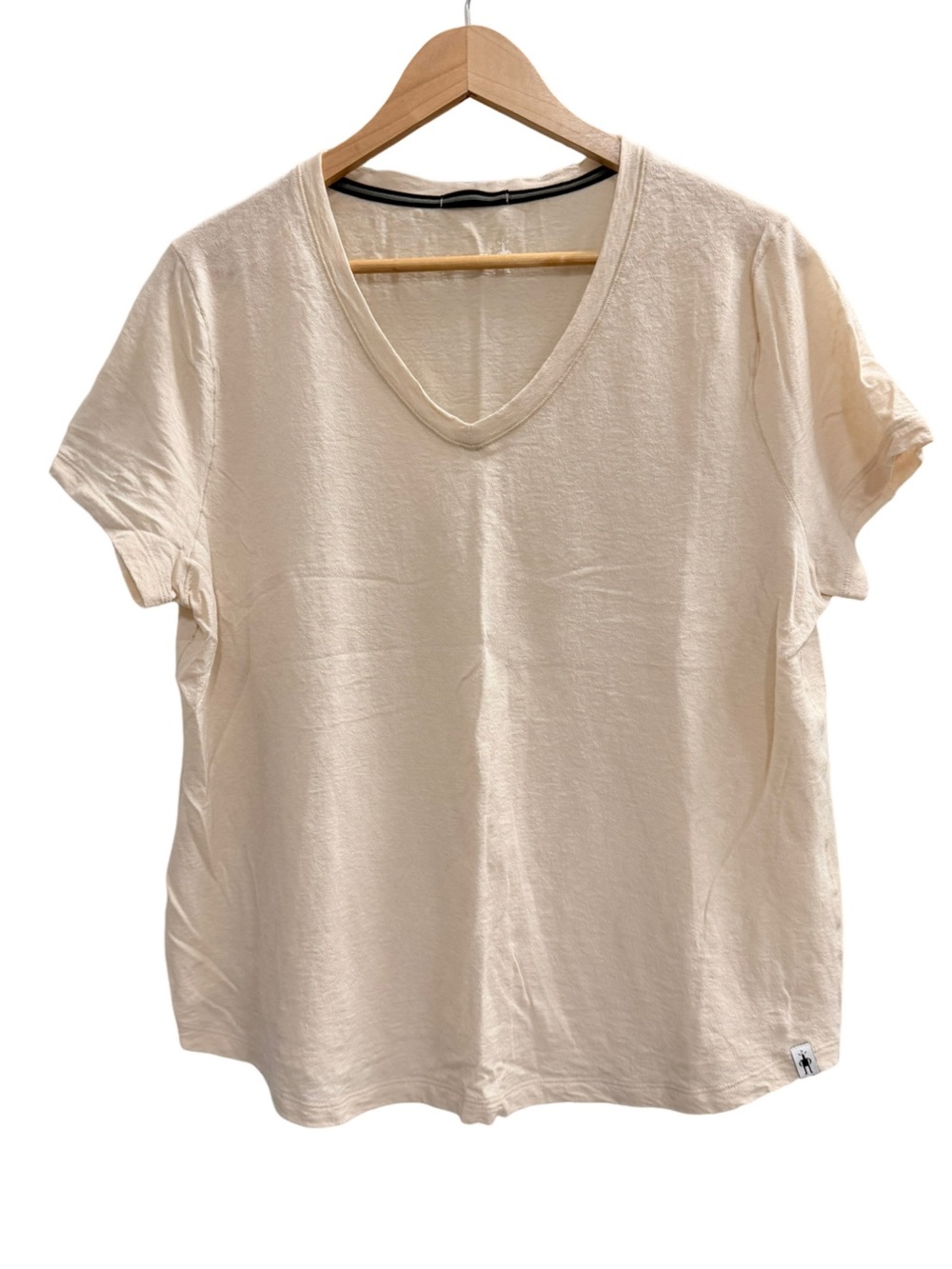 Smartwool Women’s Merino Wool V-Neck Short Sleeve Tee Cream XL